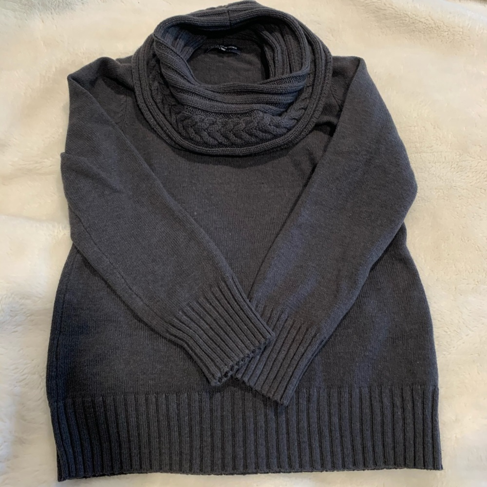 Charcoal sweater with braided neck